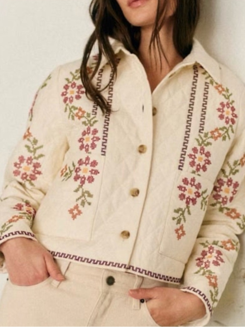 Sézane x Lucia Vergara Liah Jacket Cream FR:40 US:8 Large